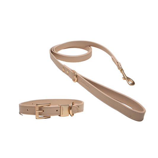 Set | Vegan Leather | Collar & Leash | Nude